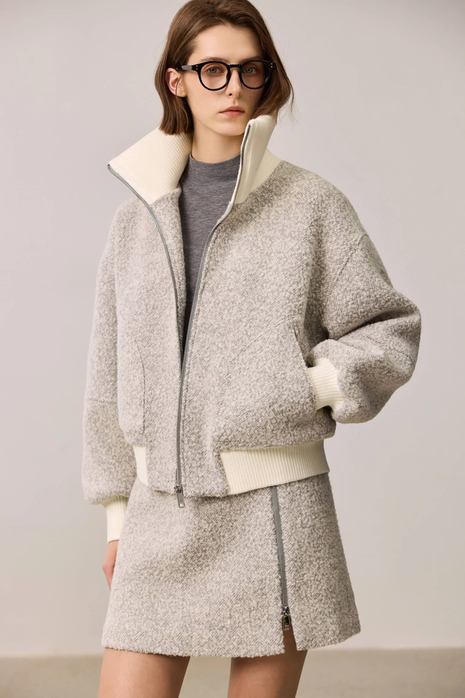 LILY Textured Casual Fleece Jacket