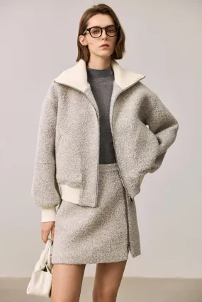 LILY Textured Casual Fleece Jacket