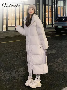 Long Straight Winter Coat. Casual Women Jacket. Female Outerwear