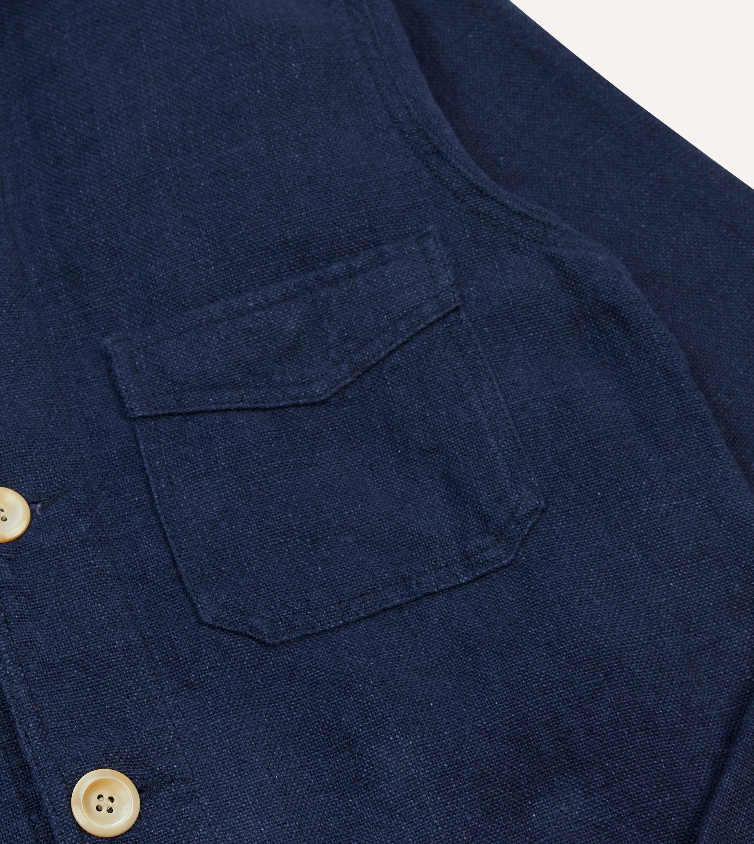 Navy Linen Five-Pocket Chore Jacket