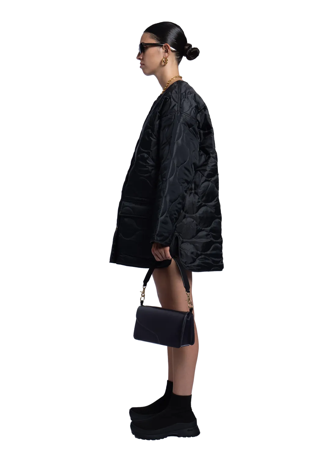 Oversized Quilted Coat Black