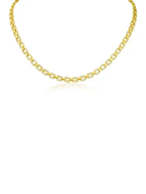 Pave CZ Link Necklace