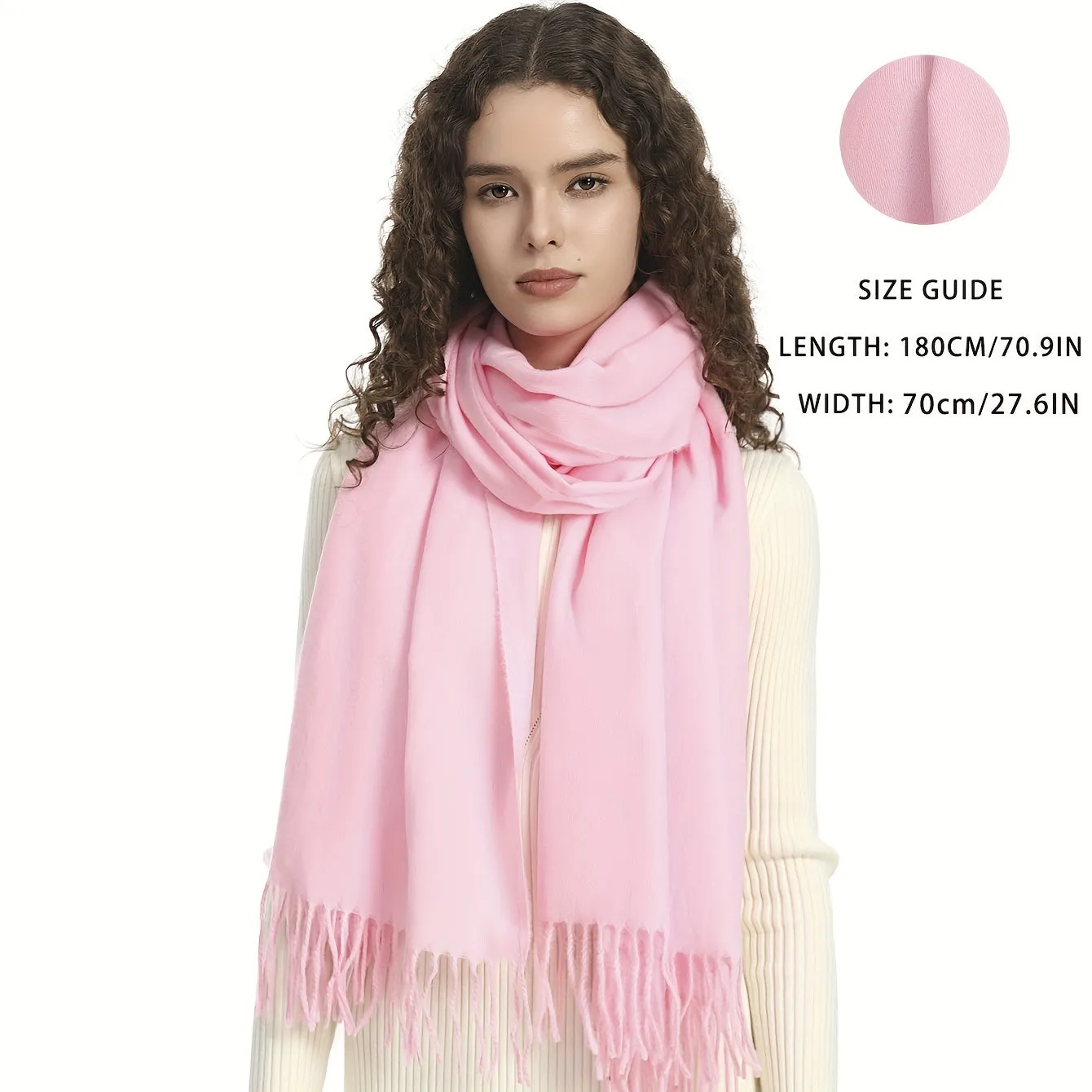 Plain Imitation Cashmere Scarf Basic Tassel Long Strip Shawl Autumn Winter Outdoor Windproof Warm Female Wrap Scarf