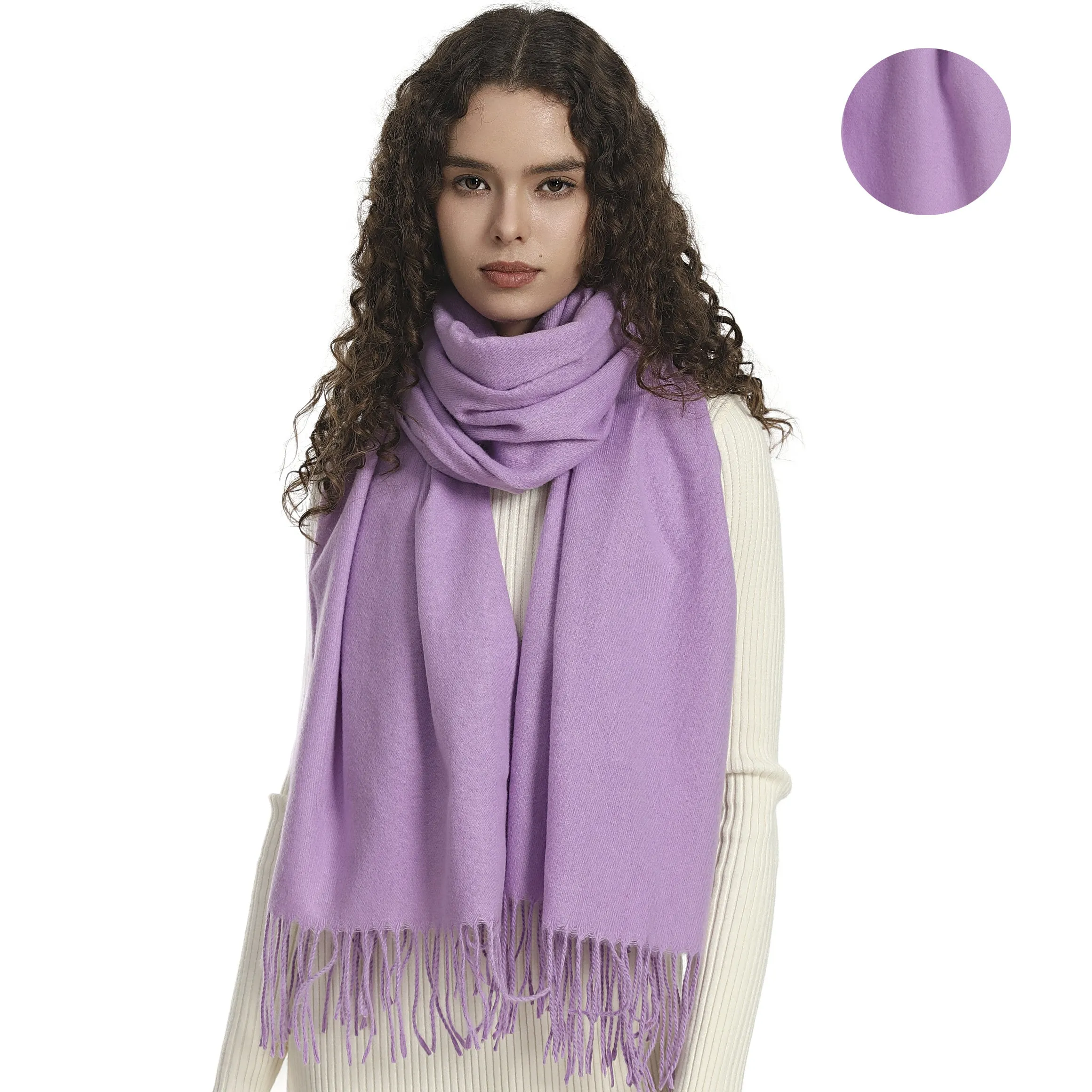 Plain Imitation Cashmere Scarf Basic Tassel Long Strip Shawl Autumn Winter Outdoor Windproof Warm Female Wrap Scarf