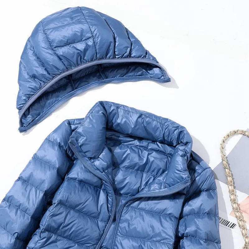 Puffer Jacket with Detachable Hood / Double Zipper Windproof Down Jacket - SF0067