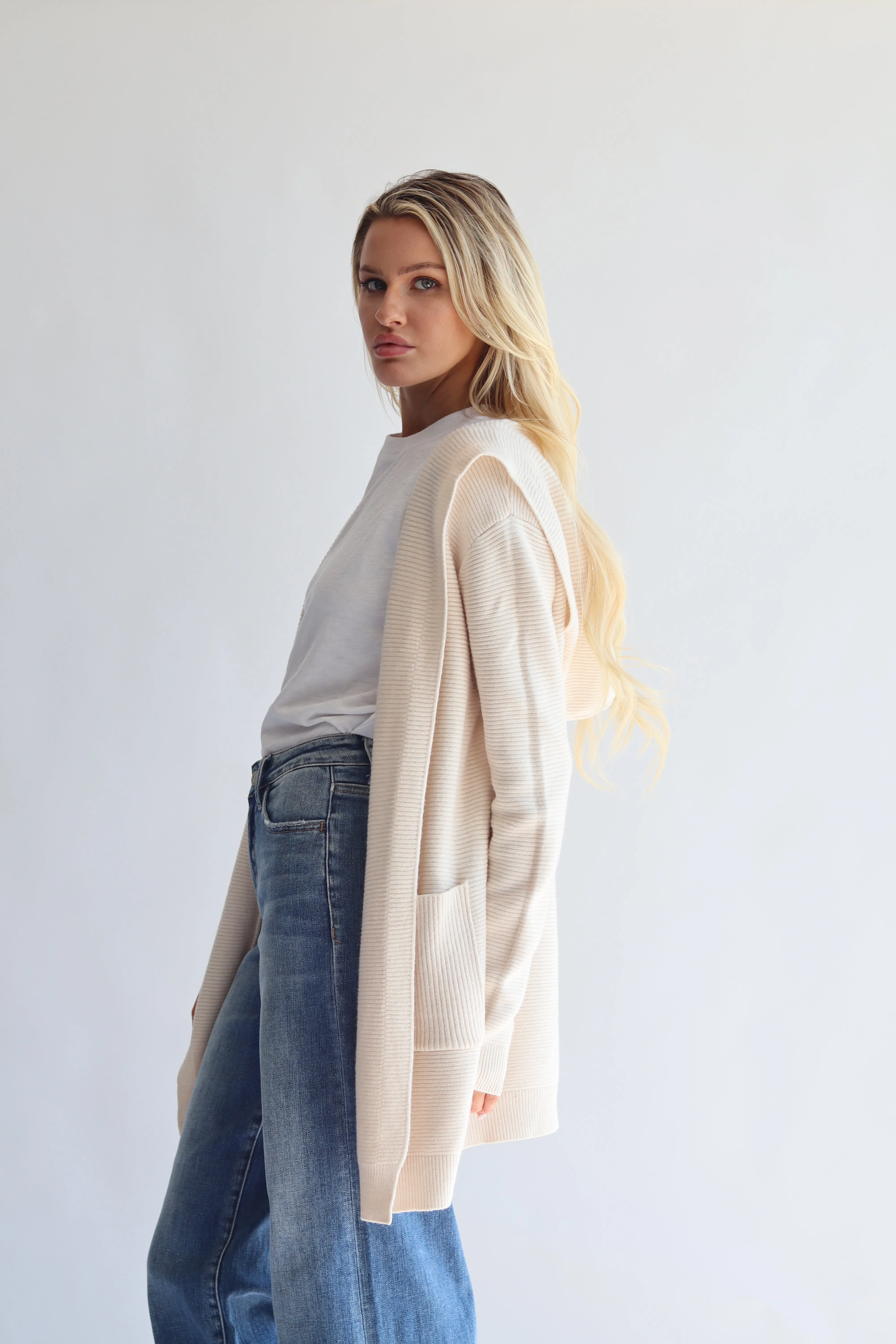 Ribbed Open Knit Cardigan