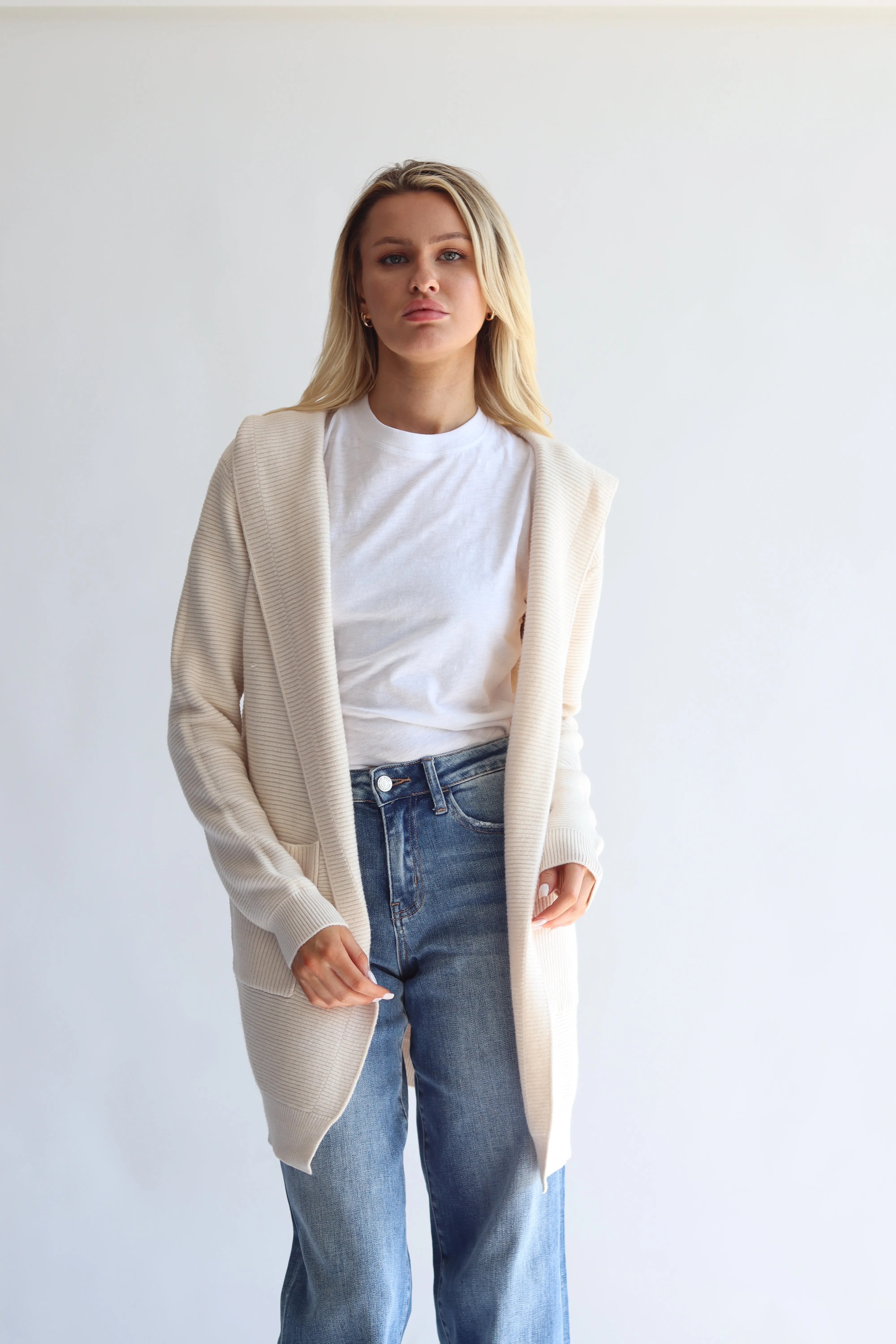 Ribbed Open Knit Cardigan