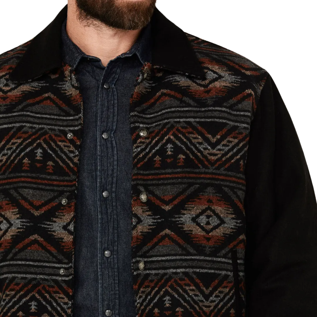 Sidran Men's Cripple Navajo Blanket Snap Black Jacket