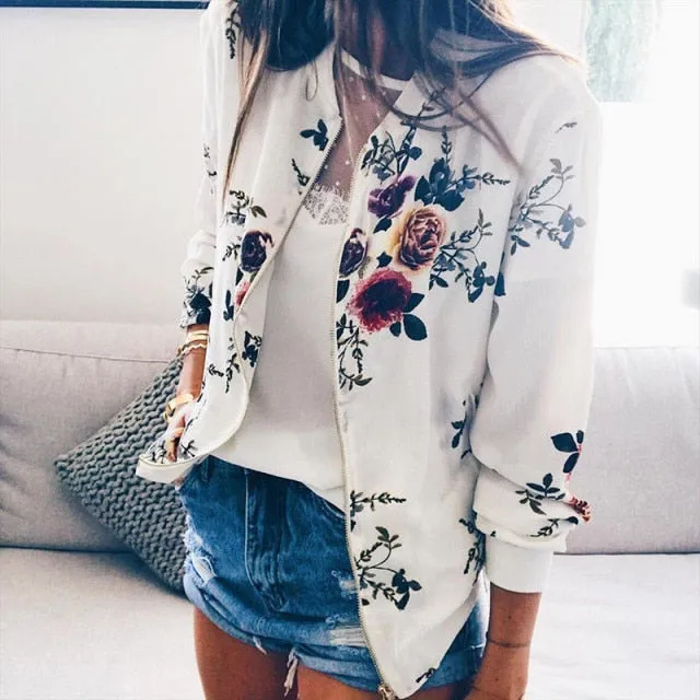 Trendy Floral Long Sleeve Fashion Casual Jacket