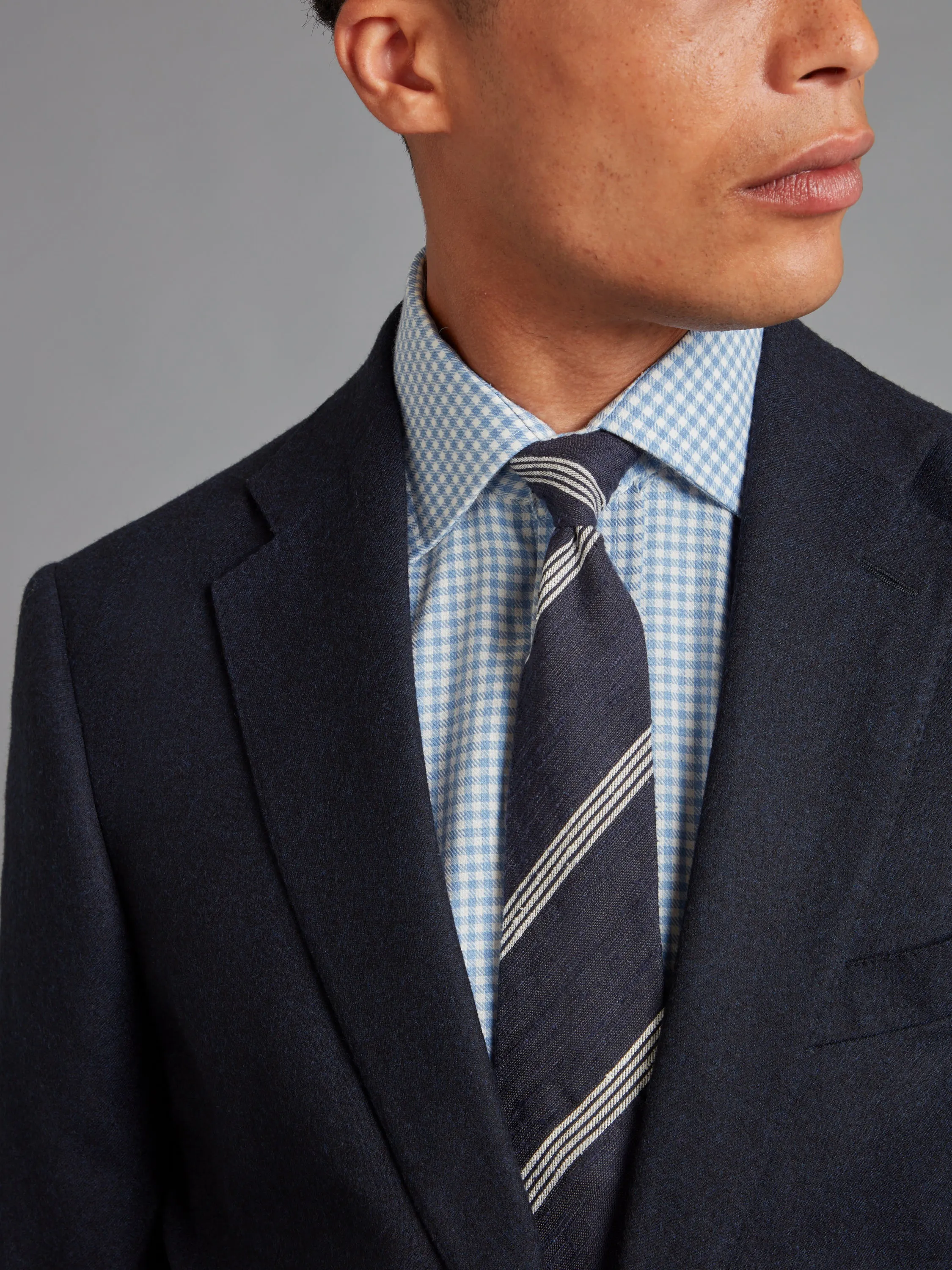 Unstructured Jacket Drago Flannel - Navy