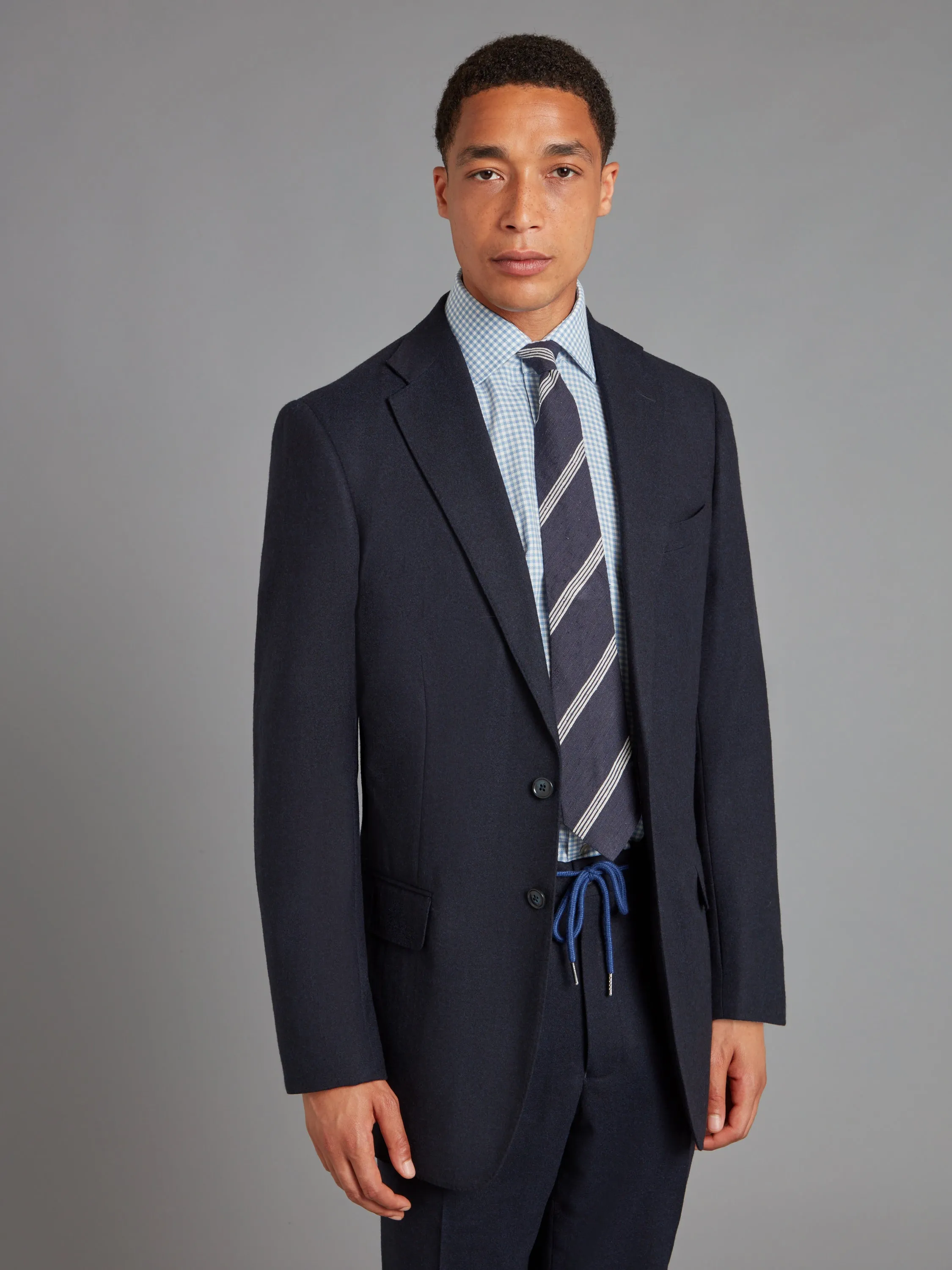 Unstructured Jacket Drago Flannel - Navy