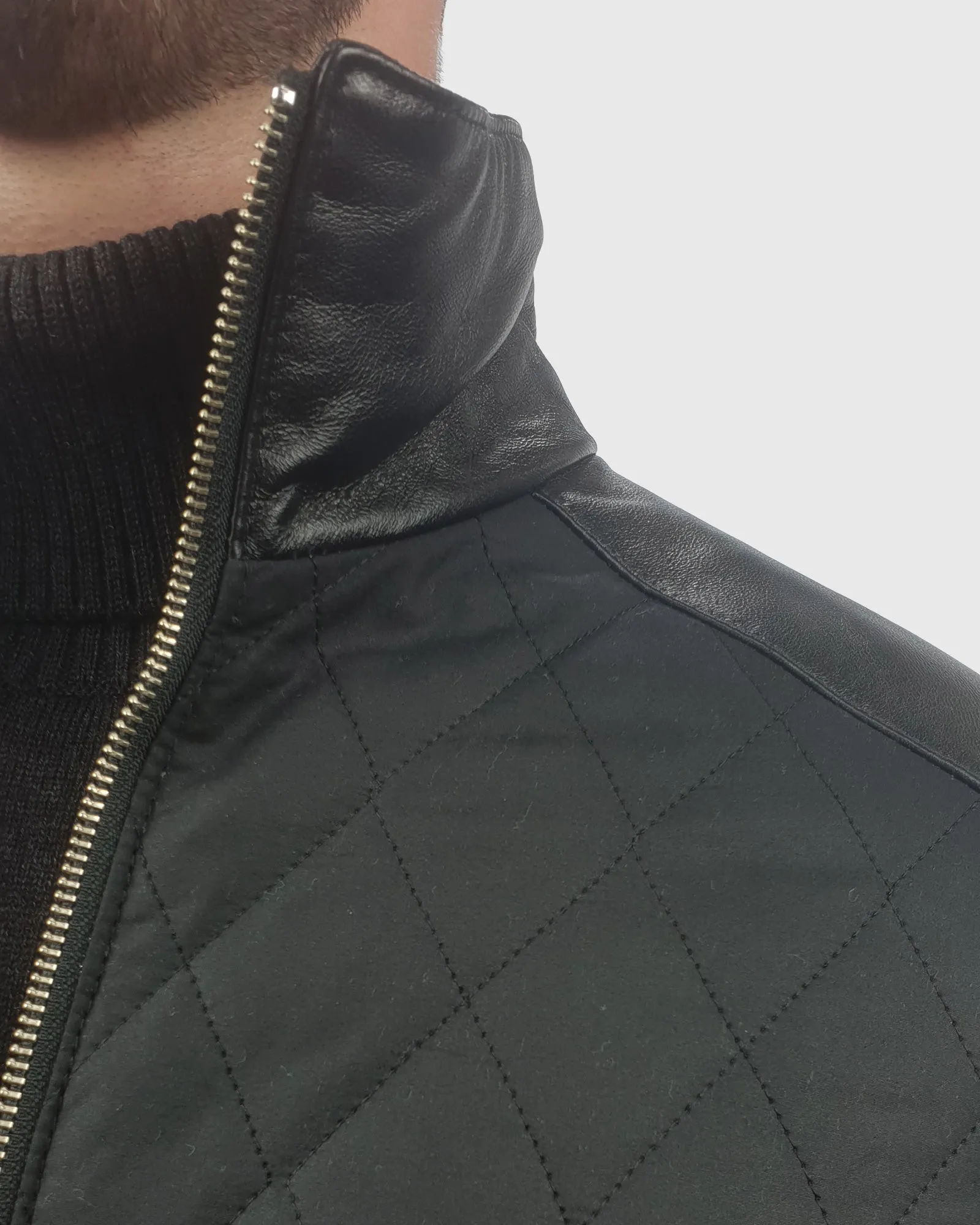 VINCENT & FRANKS W19VFQLT QUILTED BLACK BIKER JACKET