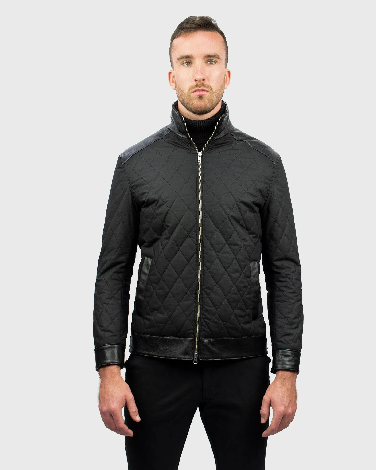 VINCENT & FRANKS W19VFQLT QUILTED BLACK BIKER JACKET