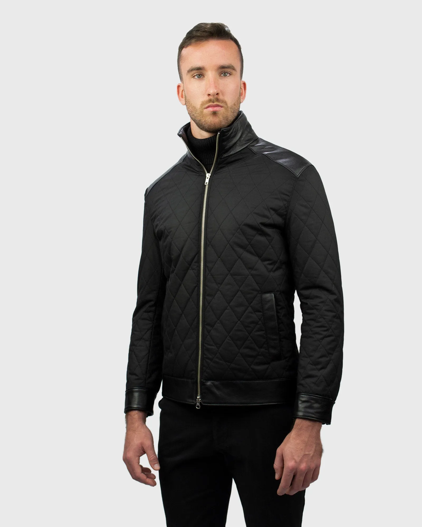 VINCENT & FRANKS W19VFQLT QUILTED BLACK BIKER JACKET