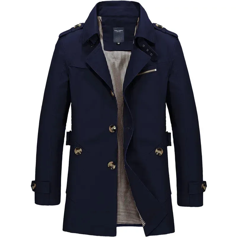 Wiaofellas  -  Autumn New Brand Trench Coat Men100% Cotton Jacket Vintage Windbreaker Casual Jackets Male Clothing