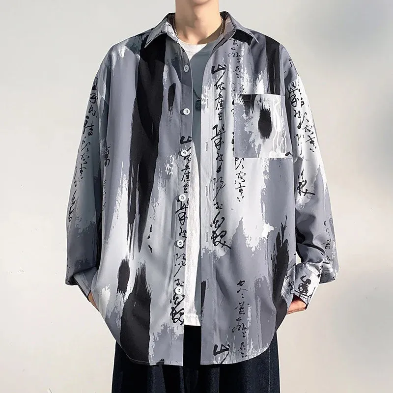 Wiaofellas  -  Brand Spring Autumn New Jackets for Mens Ink Wash Painting Basics Baggy Casual Jackets Man Chinese Style Male Coat