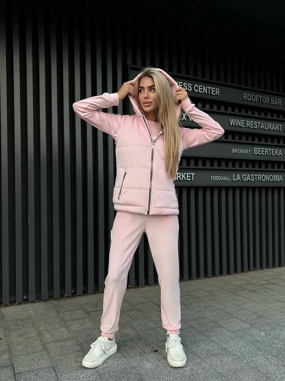 Women's Warm Three Piece Suit Casual Sportswear  Pink Color