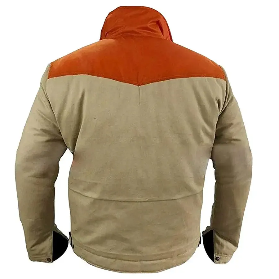 Yellowstone John Dutton Orange Beige Cotton Jacket